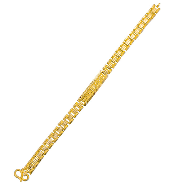 Fancy Plate Watch Band Diamond-Cut Bracelet (24K)