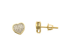 Heart Two-Tone Six-Row Diamond Screw Earring (14K)