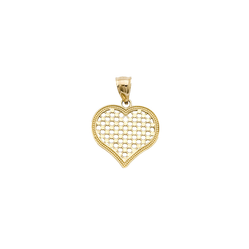 Heart Grid Textured Pendant (14K)