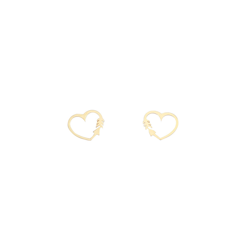 Heart Arrow Screw Earring (14K)