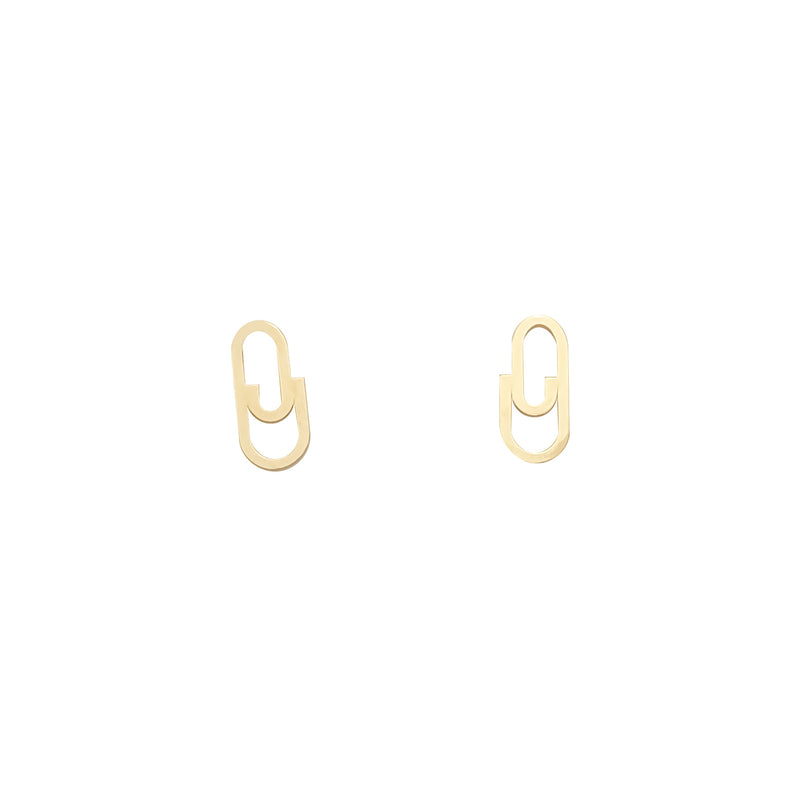 Paper Clip Stud Earring (14K)