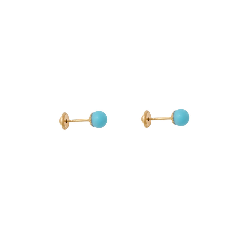 Sky Blue Ball Screw Earring (14K)