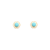 Sky Blue Flower Frame Screw Earring (14K)