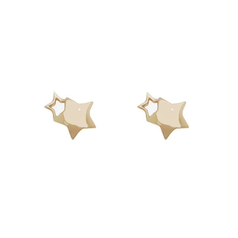 Double Star Screw Earring (14K)