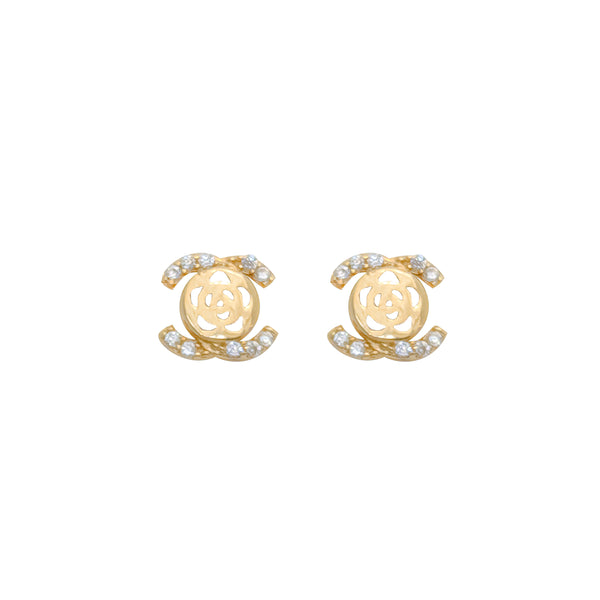 Flower CZ Screw Earring (14K)