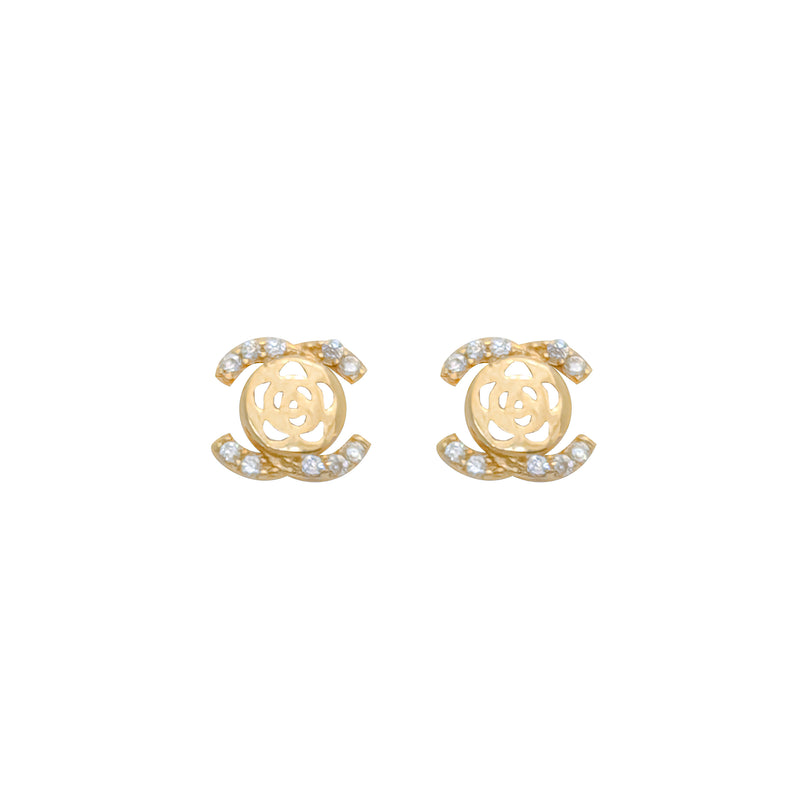 Flower CZ Screw Earring (14K)