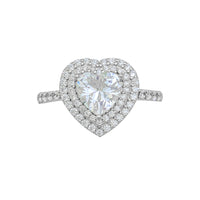 Halo Heart Shape Cut CZ Ring (Silver)