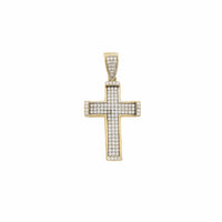 Two-tone Concave Bordered Cross CZ Pedant (10K)