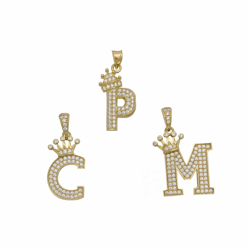 Icy Crown Initial/Letter Pendant (14K)