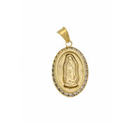 Oval Virgin Mary Diamond Cut CZ Pendant (10K)