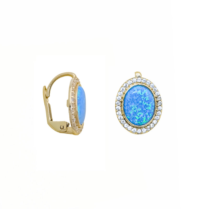 Opal Halo CZ Earring (14K)