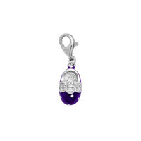 Purple Enameled Baby Shoe Pendant (Silver)