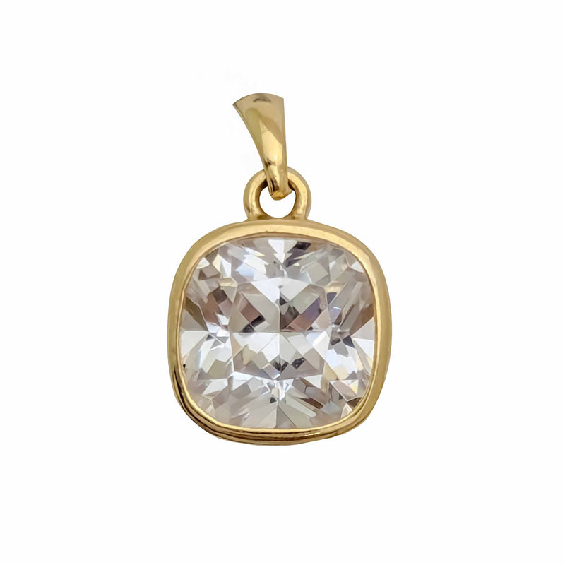 Cushion Shaped CZ Pendant (Silver)