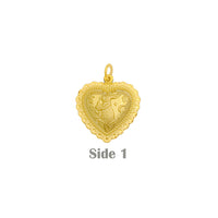 Good Fortune (福) Rabbit (兔) Zodiac Sign Puffy Heart Pendant (24K)