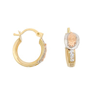 Tricolor Virgin Mary CZ Huggie Earring (14K)