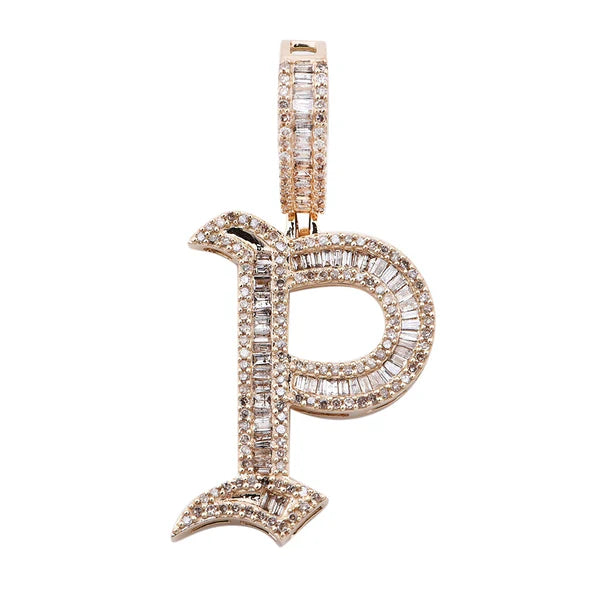 Diamond Letter P Initial Pendant (14K)