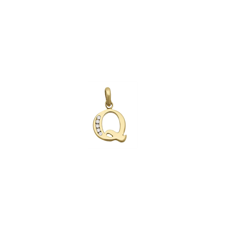 [0.60 inch] Zirconia Initial Letter Pendant (14K)