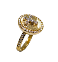 Two-Tone Zirconia Round Cross Ring (14K)