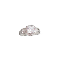 Cubic Zirconia Cushion Halo Ring (Silver )