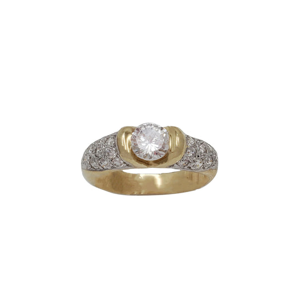 Two Tone Zirconia Ring (14K)