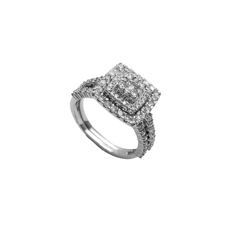 Diamond Two-Piece-Set Square Engagement Ring (14K)