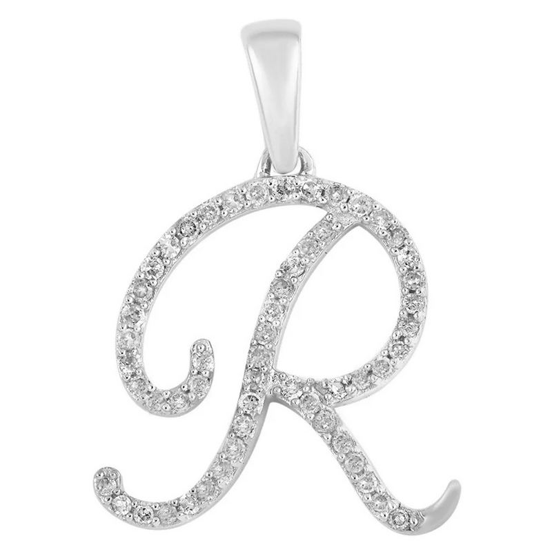 [0.7 inch] Diamond Initial Letter Pendant (14K)