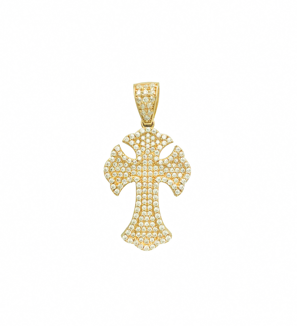 Iced-Out Zirconia Cross Pendant (14K)