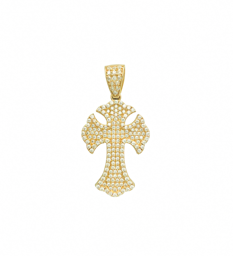 Iced-Out Zirconia Cross Pendant (14K)