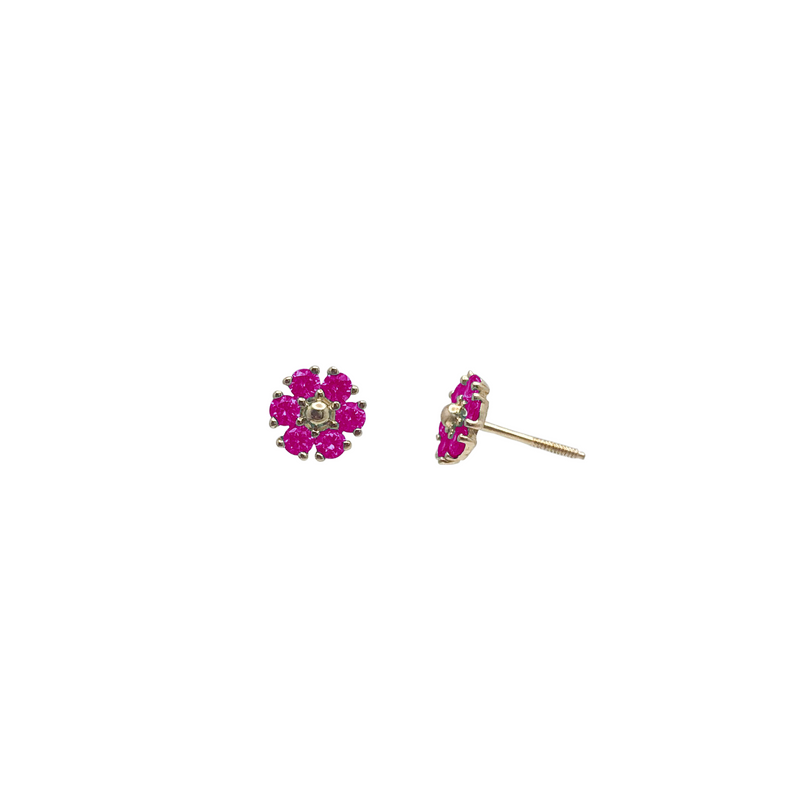 Zirconia Flower Stud Earring (14K)