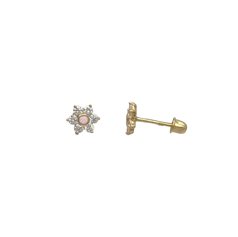 Zirconia Flower Stud Earring (14K)