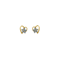 Zirconia Heart & Star Stud Earring (14K)