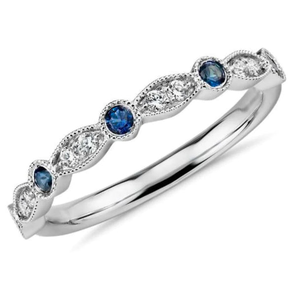 Sapphire & Diamond Fancy Band Ring （14K )