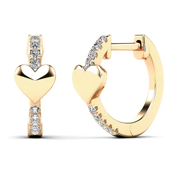 Diamond Heart Huggie Earring (14K)