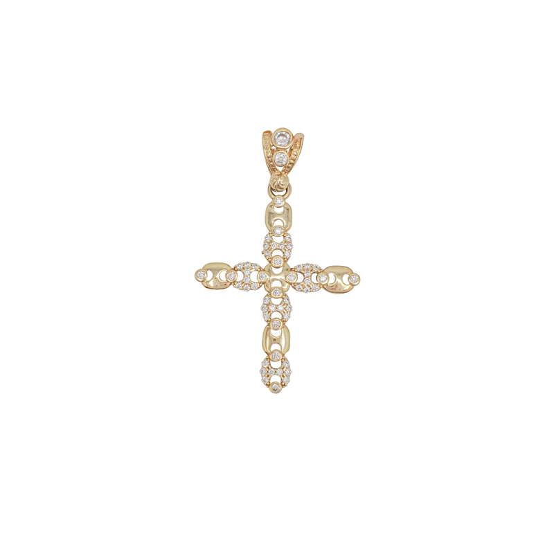 Marine CZ  Cross Pendant (14K)