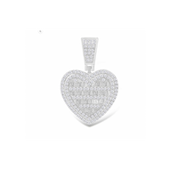 Two-Tone Diamond Baguette Heart Pendant (14K)