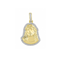 Diamond Jesus Face Pendant (14K)