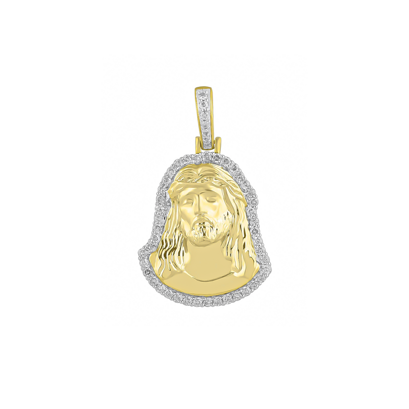 Diamond Jesus Face Pendant (14K)