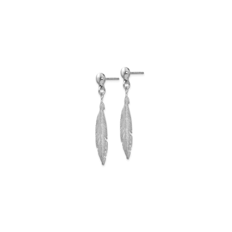 Silver Feather Dangle Earrings (Silver) side - Popular Jewelry - New York