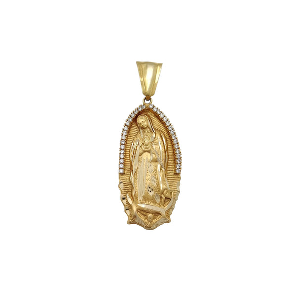 Stone-Set Oval Virgin Mary Pendant (14K)