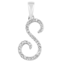 [0.7 inch] Diamond Initial Letter Pendant (14K)