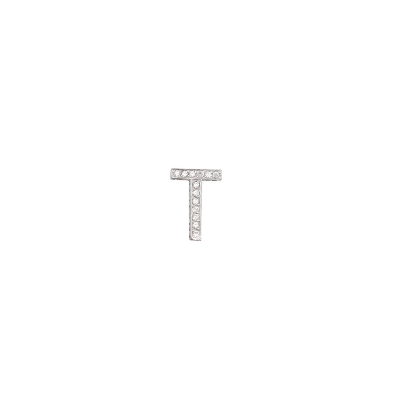 Zirconia Initial Letter "T" Pendant （14K）