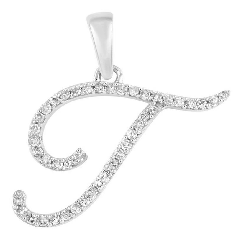 [0.7 inch] Diamond Initial Letter Pendant (14K)