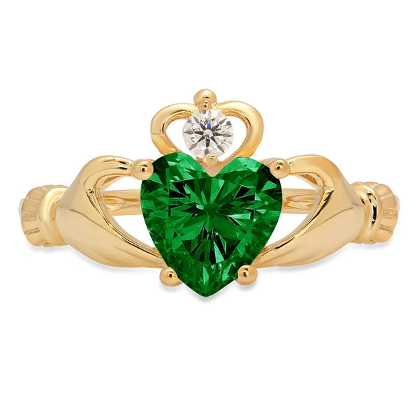 Cubic Zirconia Claddagh Ring (14K)