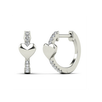 Diamond Heart Huggie Earrings (14K)