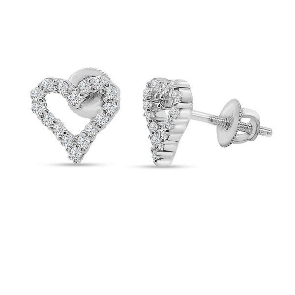 Diamond Heart Stud Earrings (14K)