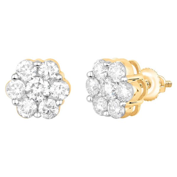 Diamond Flower Cluster Stud Earrings (14K)