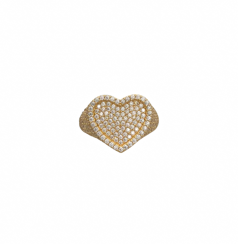 Zirconia Iced-Out Heart Ring (14K)