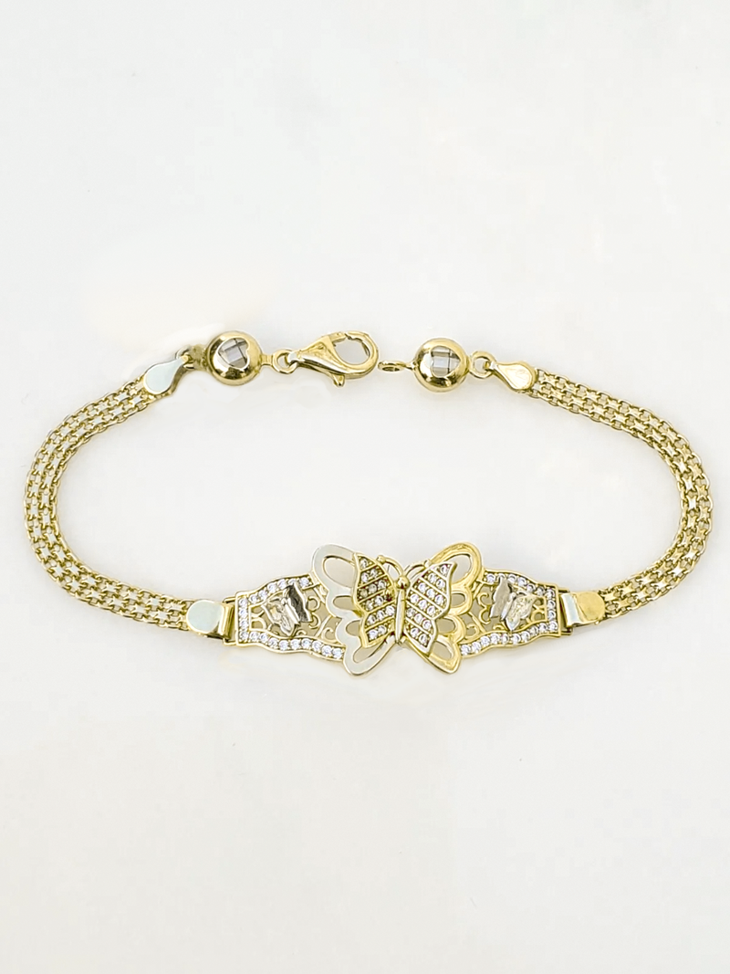 Zirconia Butterfly Bismark Bracelet (14K)