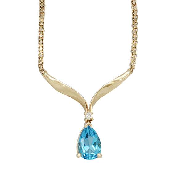 Natural Aquamarine  Necklace (14 K)