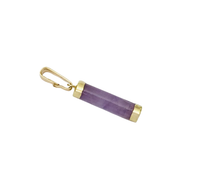 Purple Jade Cylinder Charm Pendant (14K)